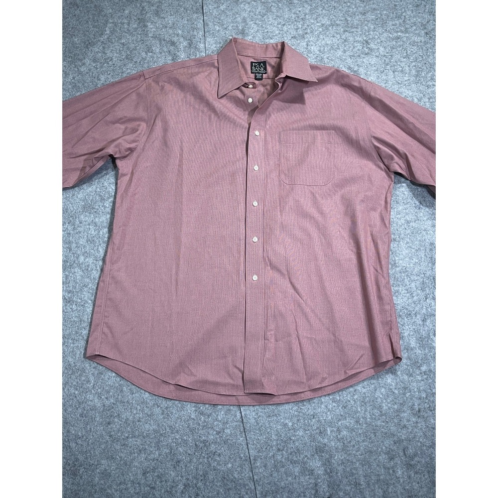 Jos. A. Bank Mens Traveler Collection Dress Shirt Pink Cotton Button Down